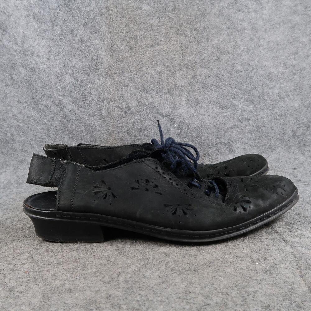 Rieker Shoes Womens 42 Slingback Closed Toe Lace Up Sandal Black Leather Comfort